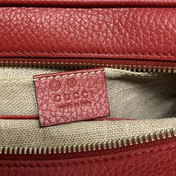 GUCCI Bree/GG Beige Dark Brown Red Jacquard Leather - Shoulder Bag 506-060625